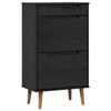 vidaXL Sko skab MOLDE 59,5 x 35 x 103 cm Massivt fyrretr&aelig; Sort