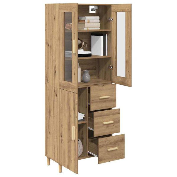vidaXL Highboard Artisan Egetr&aelig; 69,5 x 34 x 180 cm Konstrueret tr&aelig;