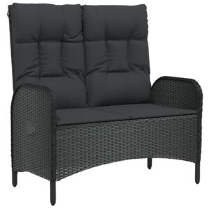 vidaXL haveb&aelig;nk med l&aelig;nefunktion og hynder 107 cm polyrattan sort