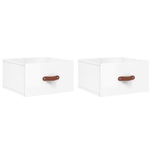vidaXL v&aelig;gh&aelig;ngte sengeborde 2 stk. 50x36x25 cm hvid h&oslash;jglans