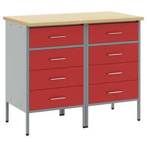 vidaXL Arbejdsskab med skuffe 2 stk. R&oslash;d og Gr&aring; 100 x 55 x 85 cm