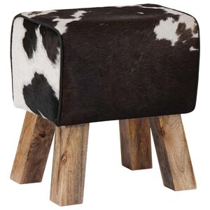 vidaXL b&aelig;nk 40 x 30 x 45 cm &AElig;gte L&aelig;der Sort og Hvid