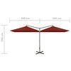 vidaXL dobbelt parasol 600x300 cm st&aring;lstang terracottafarvet