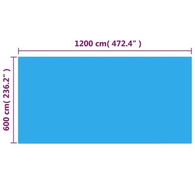 vidaXL rektangulært poolovertræk 1200x600 cm PE blå