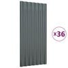 vidaXL tagplader 36 stk. 80x36 cm galvaniseret st&aring;l antracitgr&aring;