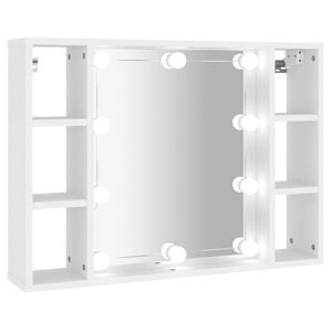 vidaXL spejlskab med LED-lys 76x15x55 cm hvid