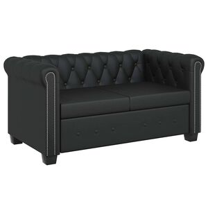 vidaXL 2-personers Chesterfield sofa kunstlæder sort