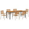 vidaXL Have Spisebordss&aelig;t 7 pcs Beige og Brun polyrattan