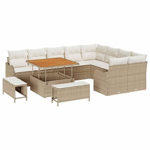 vidaXL Havesofa S&aelig;t med pude med opbevaring 12 pcs Beige og creme
