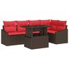 vidaXL Havesofa S&aelig;t 6 stk. Brun og R&oslash;d polyrattan