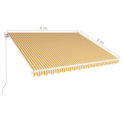 vidaXL foldemarkise manuel betjening 400 x 300 cm gul og hvid