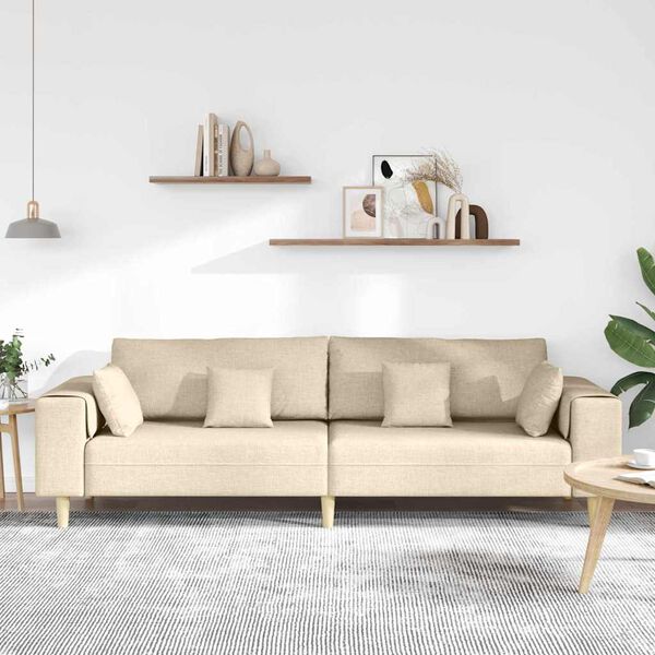 vidaXL Sofa med pude Creme 250 x 77 x 76 cm Stof
