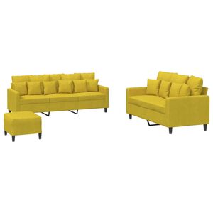 vidaXL sofas&aelig;t 3 dele med hynder velour gul