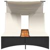 vidaXL solseng med baldakin og hynder polyrattan sort