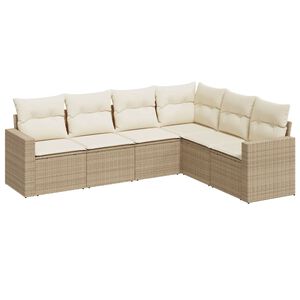 vidaXL sofas&aelig;t til haven 6 dele med hynder polyrattan beige