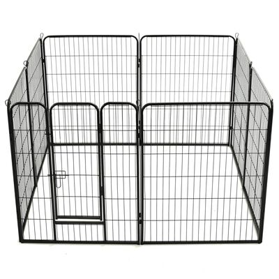vidaXL løbegård til hunde 8 paneler stål 80 x 100 sort