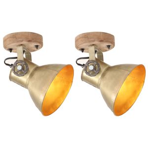 vidaXL industrielle v&aelig;g-/loftlamper 2 stk. 20x25 cm E27 messingfarvet