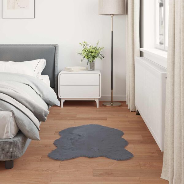 vidaXL Kunstpels F&aring;rskind T&aelig;ppe Tafalla Antracit 50 x 80 cm Polyester