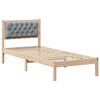 vidaXL Sengestel med hovedg&aelig;rde Lysegr&aring; 90 x 200 cm Massiv fyrretr&aelig;