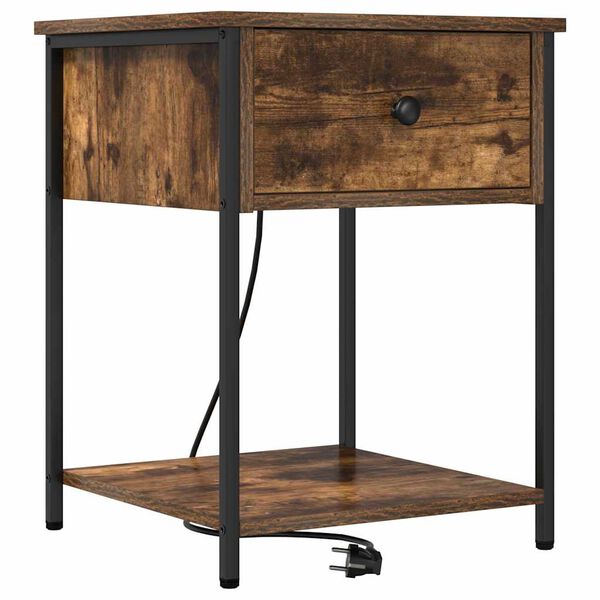 vidaXL Natskab med skuffe R&oslash;get eg 42 x 41 x 56 cm Konstrueret tr&aelig;