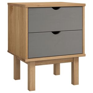 vidaXL sengebord OTTA 45x39x57 cm massivt fyrretr&aelig; brun og gr&aring;