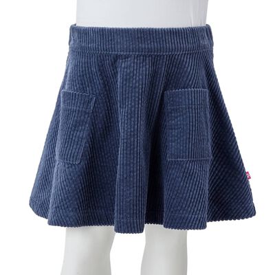 Nederdel til børn str. 92 med lommer fløjl marineblå