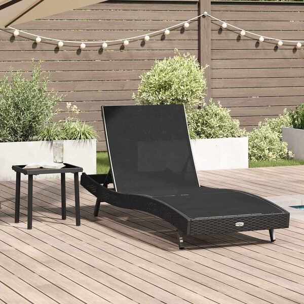 vidaXL Solseng med bord 2 pcs Sort 40 x 40 x 40.5 cm polyrattan