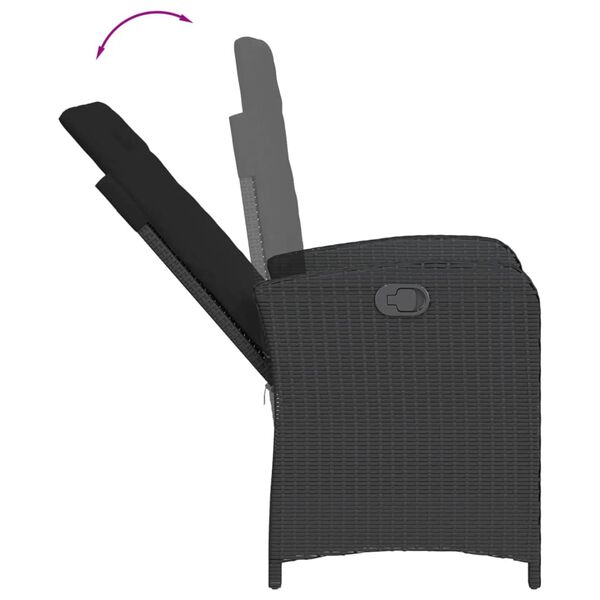 vidaXL spisebordss&aelig;t til haven 9 dele med hynder polyrattan sort