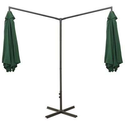 vidaXL dobbelt parasol med stålstang 600 cm grøn