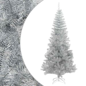 vidaXL kunstigt juletr&aelig; med juletr&aelig;sfod 210 cm PET s&oslash;lvfarvet