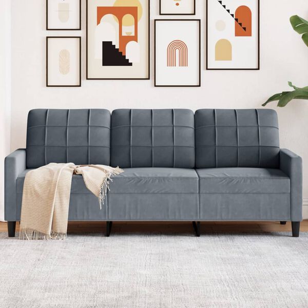 vidaXL 3-personers sofa 180 cm fløjl mørkegrå