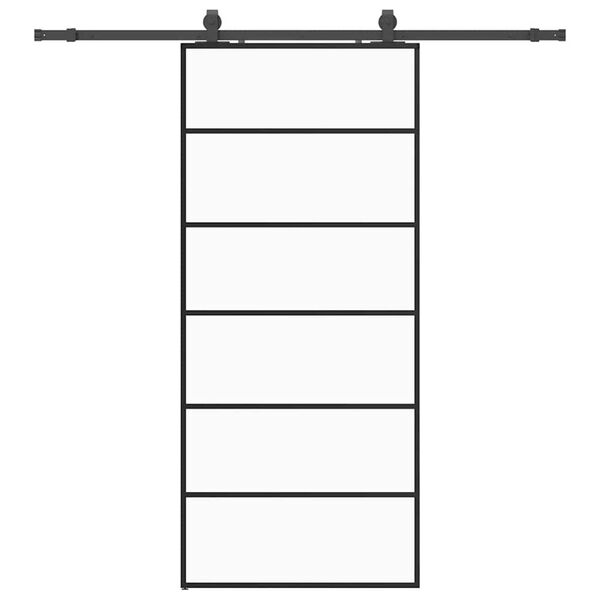 vidaXL skyded&oslash;r med hardwares&aelig;t 90x205 cm ESG glas sort