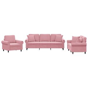 vidaXL sofas&aelig;t 3 dele med puder velour lyser&oslash;d