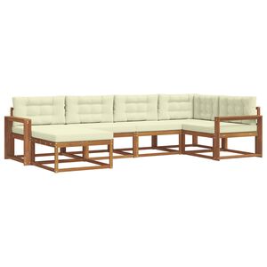 vidaXL Udend&oslash;rs sofagruppe med pude 6 pcs Naturlig og Fl&oslash;de