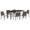 vidaXL Have Spisebordss&aelig;t 7 pcs Brun og sort PE Rattan
