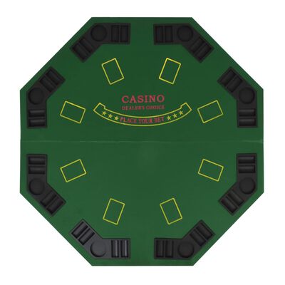 vidaXL foldbar pokerbordplade til 8 spillere ottekantet grøn