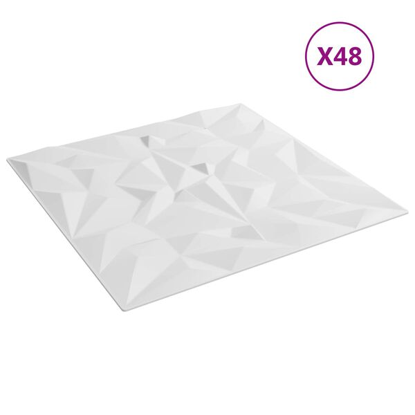 vidaXL V&aelig;gpaneler 48 pcs Hvid 50 x 50 cm XPS Skum