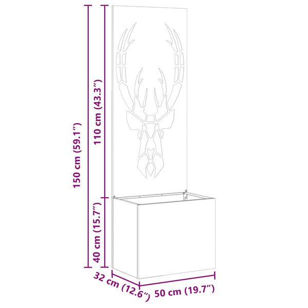 vidaXL Have privatliv sk&aelig;rm Rusten 50 x 32 x 150 cm Cortenst&aring;l