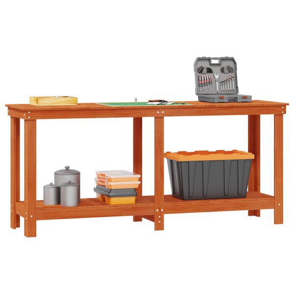 vidaXL Arbejdsb&aelig;nk VoksBrun 180 x 50 x 80 cm Massivt fyrretr&aelig;