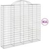 vidaXL buede gabionkurve 11 stk. 200x50x180/200 cm galvaniseret jern