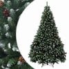 vidaXL Kunstigt Hinged Juletr&aelig; 210 cm st&aring;l Gr&oslash;n med frostede spidser