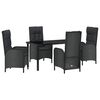 vidaXL Have Spisebordss&aelig;t 5 stk. Sort polyrattan