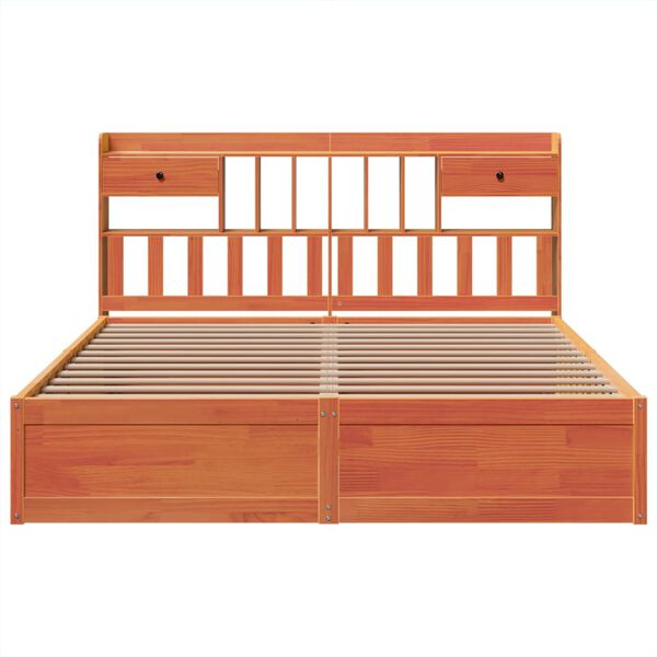 vidaXL sengeramme uden madras 200x200 cm massivt fyrretr&aelig; gyldenbrun