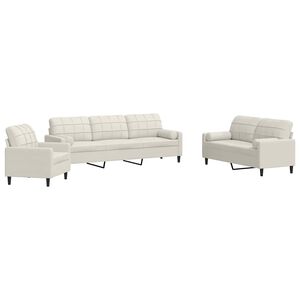 vidaXL sofas&aelig;t 3 dele med hynder og bolsterpuder velour cremefarvet