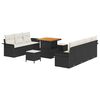 vidaXL Havesofa S&aelig;t 10 stk. Sort polyrattan