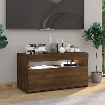 vidaXL tv-bord med LED-lys 75x35x40 cm brun egetræsfarve