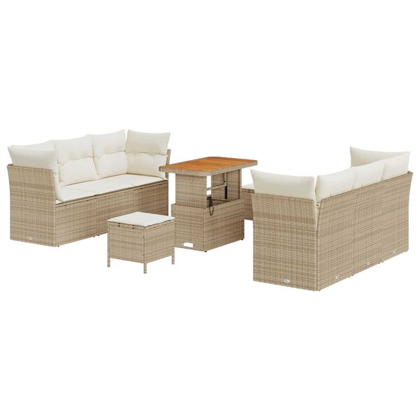 vidaXL Havesofa S&aelig;t 9 pcs Beige polyrattan