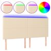 vidaXL sengegavl med LED-lys 180x5x118/128 cm stof cremefarvet
