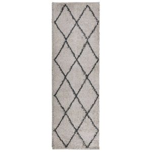 vidaXL shaggy gulvt&aelig;ppe PAMPLONA 80x250 cm h&oslash;j luv beige antracitgr&aring;