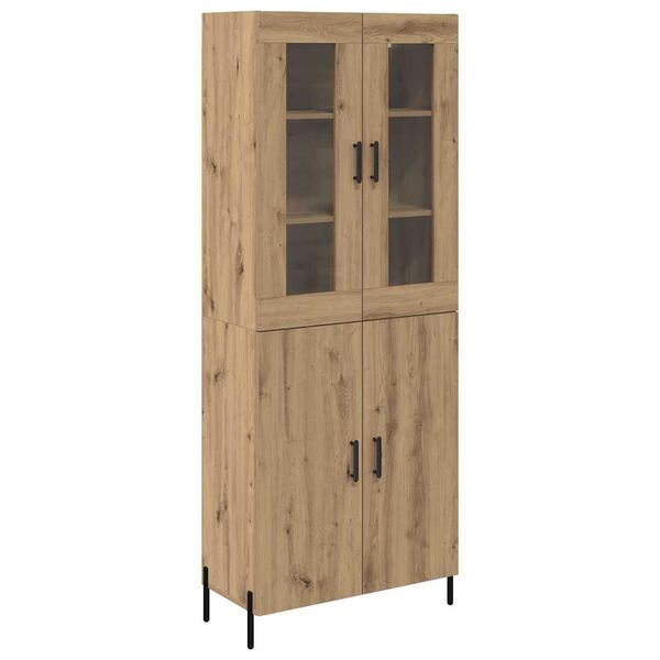 vidaXL Highboard Artisan Egetr&aelig; 69,5 x 34 x 180 cm Konstrueret tr&aelig;